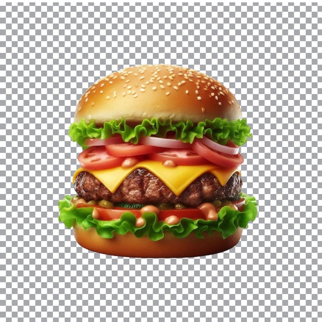 Vector a hamburger with cheese and tomato on transparent background