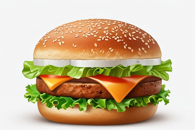 a hamburger with a slice of tomato on it