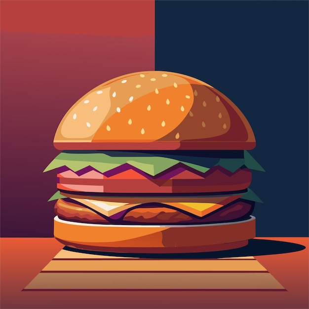 Vector a hamburger with a square pattern on the top