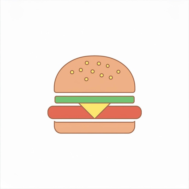 Vector a hamburger with a yellow and green label that says burger on it