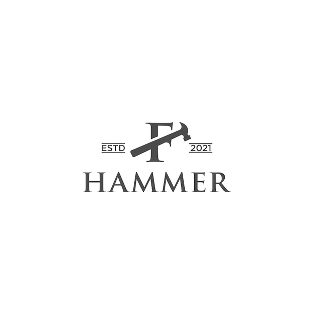 Hammer F logo design