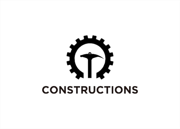 hammer gear metal tool Construction Build &amp; Repair with Hard Hats Logo Vector Icon Illustration