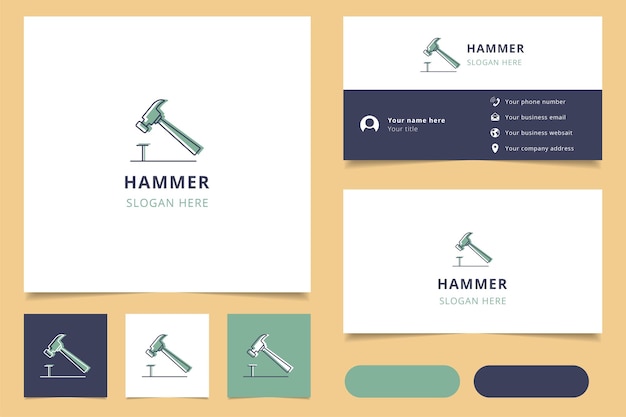 Hammer logo design with editable slogan branding book and