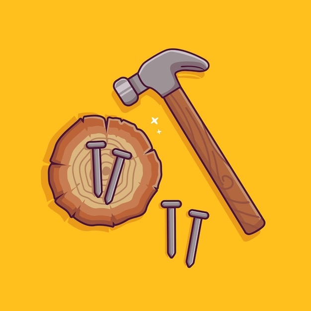 hammer and nail vector handyman tools icon plierl nails axe hammer