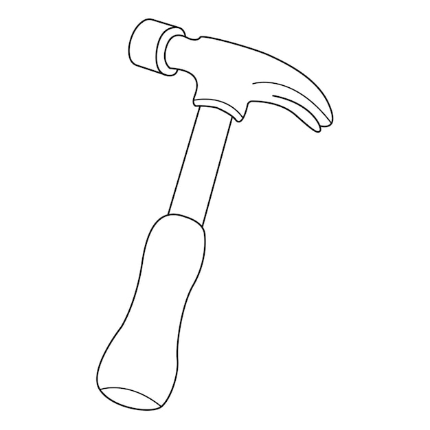 Hammer outline vector on white background