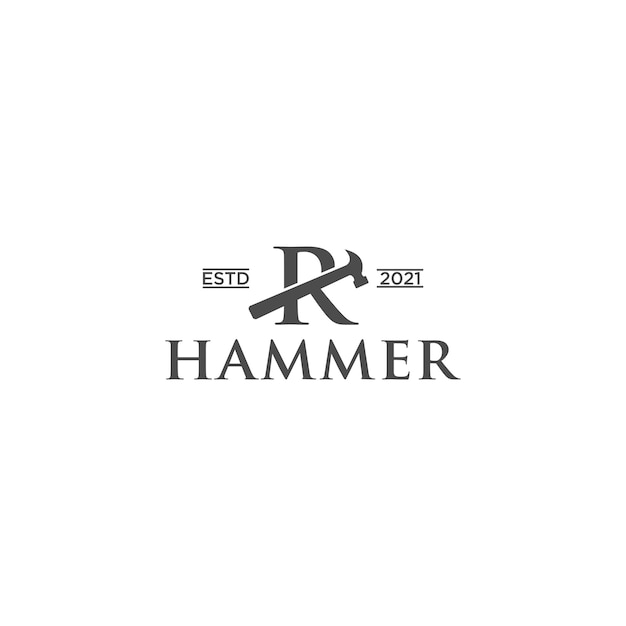 Hammer R logo design