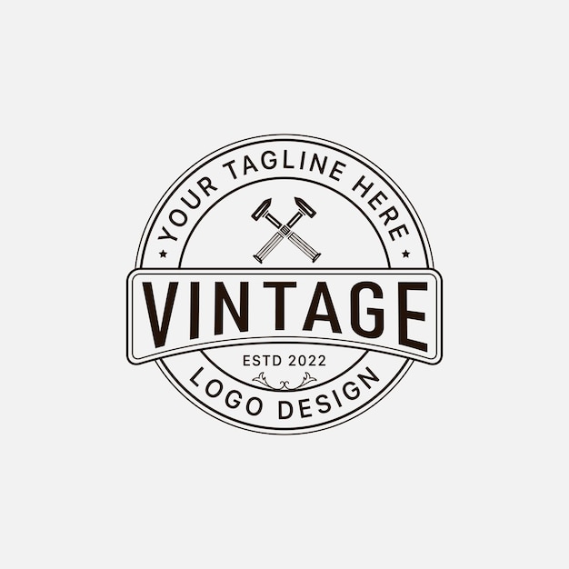 Hammer retro badge logo design