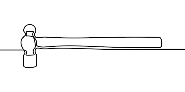 Hammer tools oneline continuous single line art