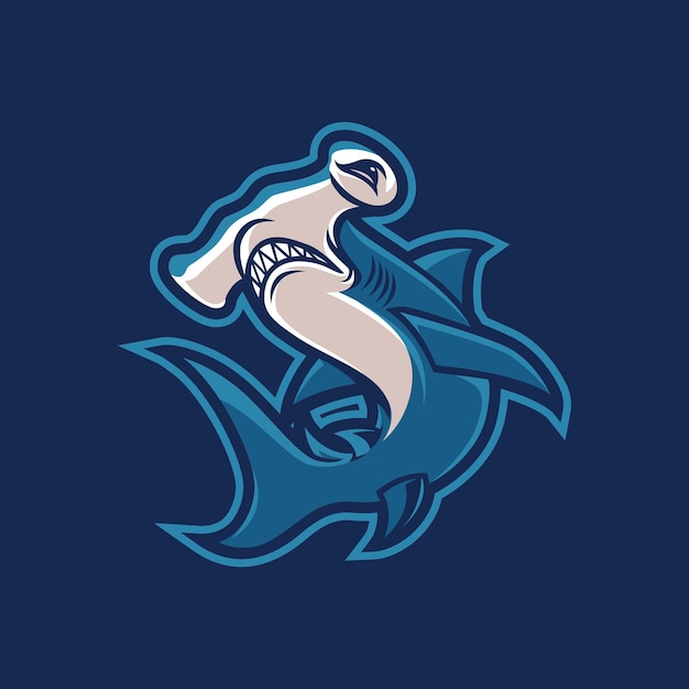 Hammerhead shark mascot logo design