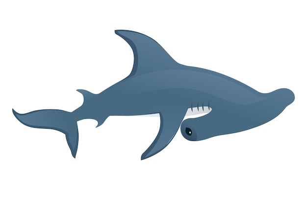 Hammerhead shark underwater giant animal simple cartoon character design flat vector illustration isolated on white background