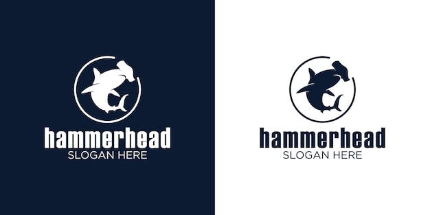 Hammerhead silhouette logo design template