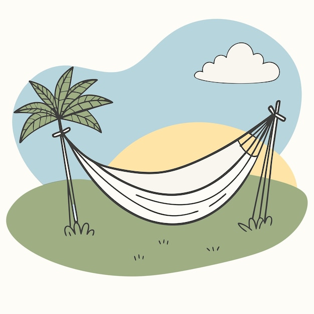 Vector a hammock with a palm tree on the top