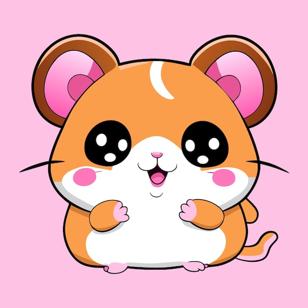 Hamster chibi kawaii hand drawn cartoon sticker icon concept isolated illustration