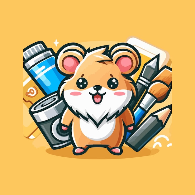 Vector hamster cute cartoon character design vector mascot concept