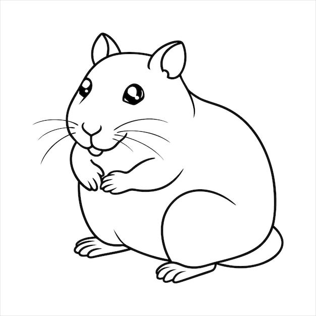 Vector hamster grooming line art