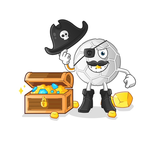 Hand ball pirate with treasure mascot. cartoon vector