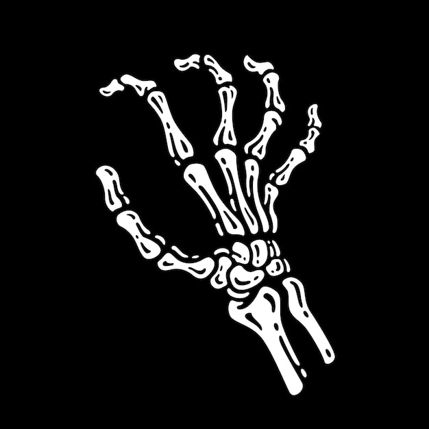 hand bone gestures in doodle style in black background