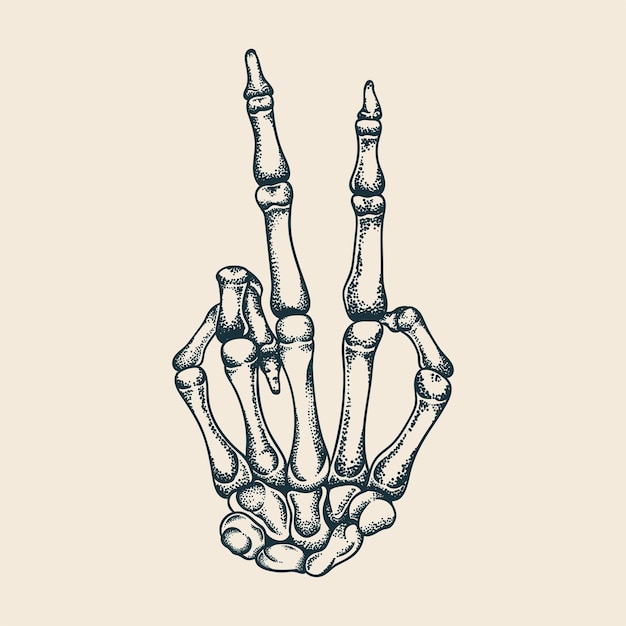 Hand Bones Peace Finger Vector