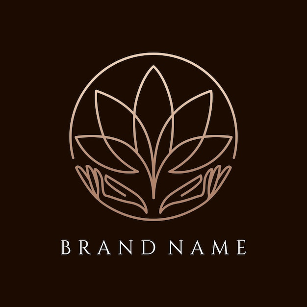 Hand Care Lotus Circle Line Logo Design