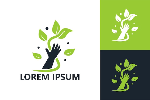 Hand care plant logo template design vector