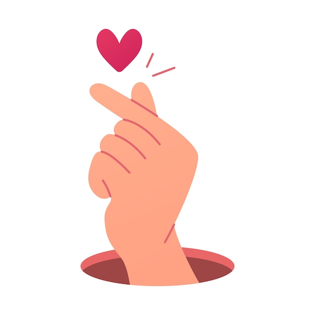 Hand click heart sign of love