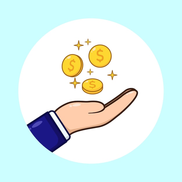 Hand and coin finance symbol