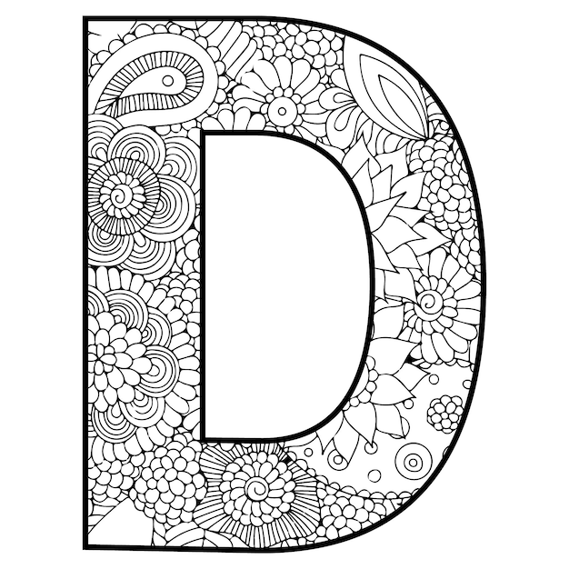 Hand draw alphabet coloring page for kids activity