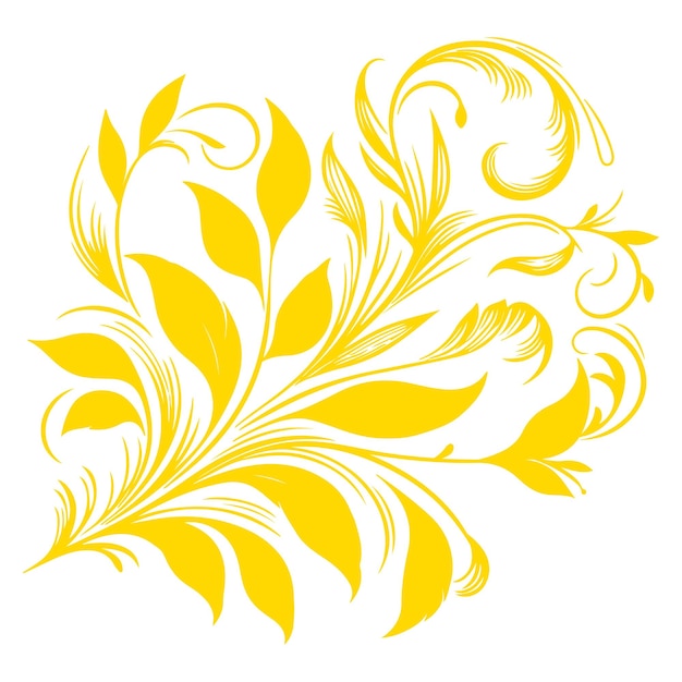 hand draw of beautiful floral ornament gold leaves Contour Flower leaf Floral Design Element vector