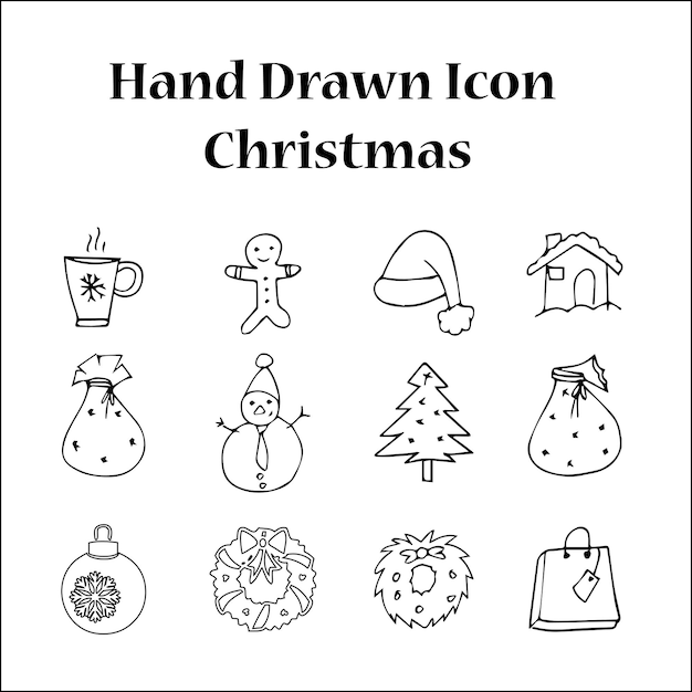 Hand draw of christmas theme icons vector image