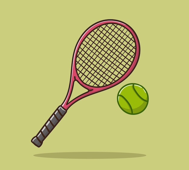 hand draw cute red racket tennis vector illustration