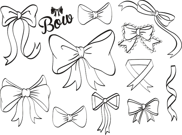 Hand draw decorative ribbon and bow on black board