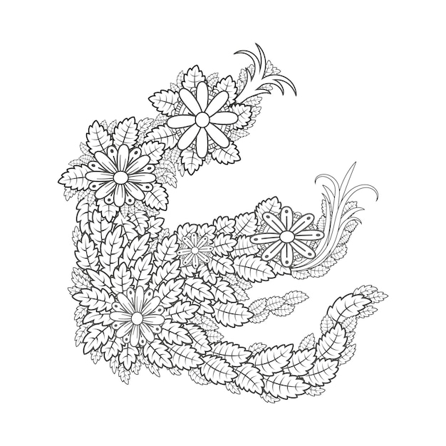 Hand draw floral decoration elements