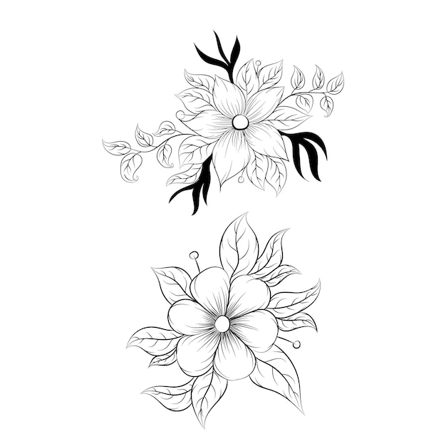 Hand draw floral decoration elements