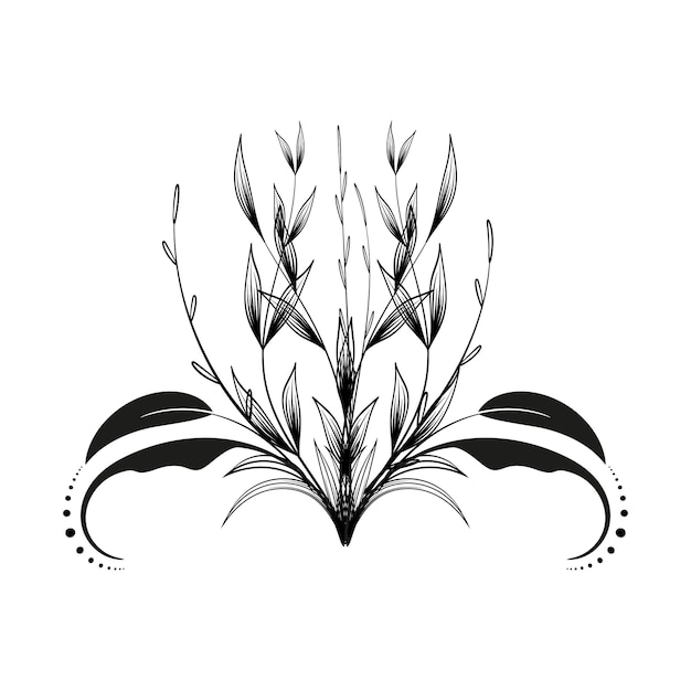 Hand draw floral decoration elements