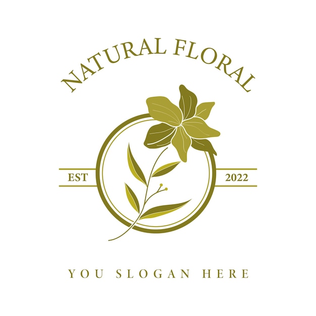 hand draw floral natural logo design illustration