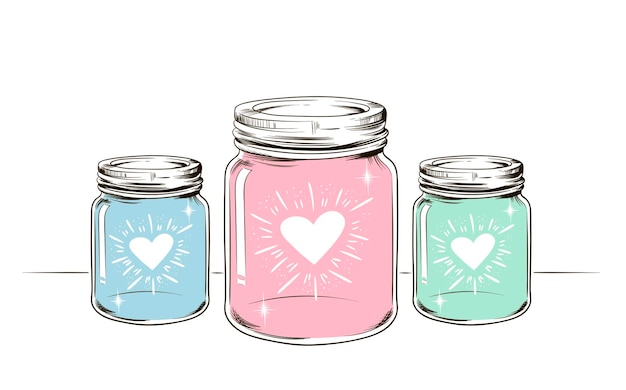 Hand Draw  flower Jar