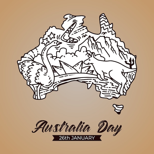 hand draw happy australia day celebration