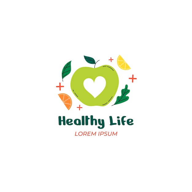 Hand draw healthy food logo template