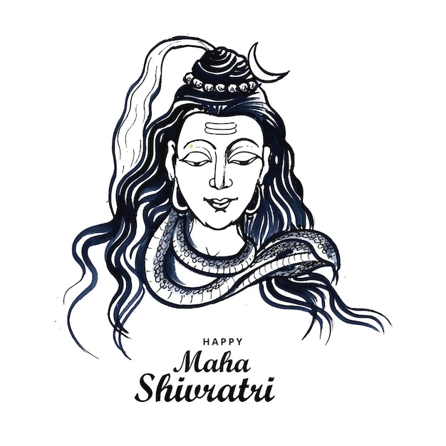 Hand draw hindu maha shivratri religious hindu festival card background