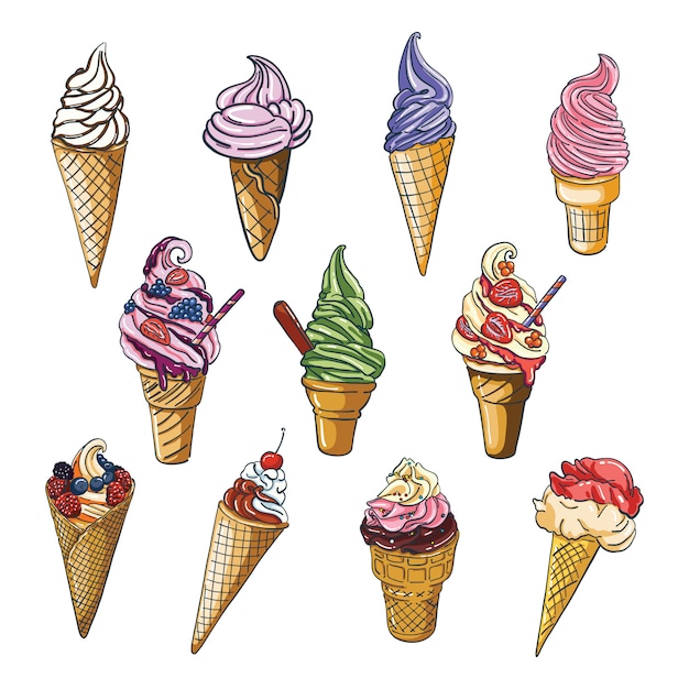 Hand draw ice cream cones