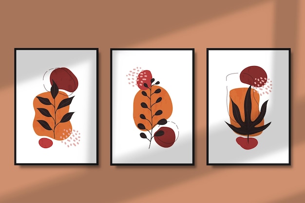 hand draw modern botanical with shapes boho poster decoration,wall aesthetic decoration