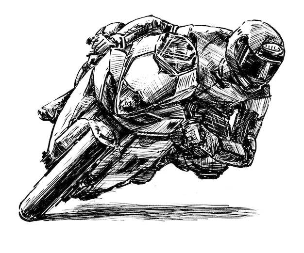 Hand draw of motorcycle racing