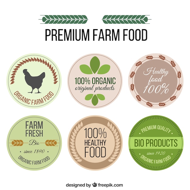 Hand draw premium farm food labels