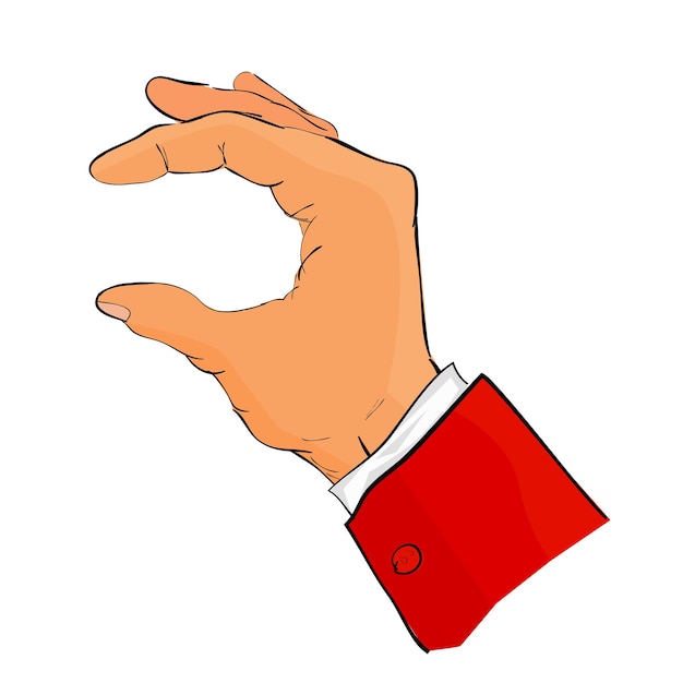 Hand Draw Sketch Gesture using red tuxedo Hand Holding Picking Take or Receive Something