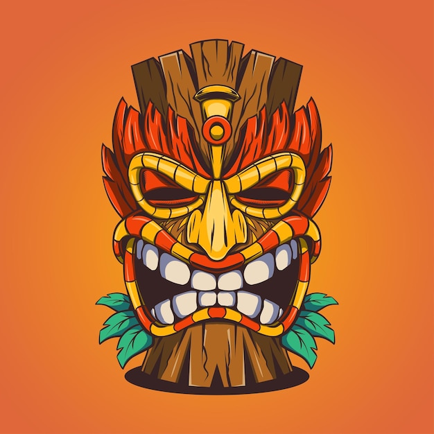 Hand draw tiki mask vector