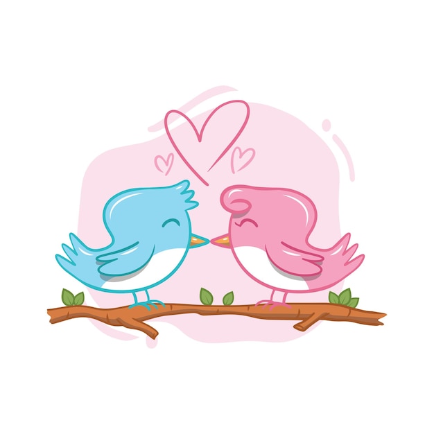 Hand draw valentine's day bird couple