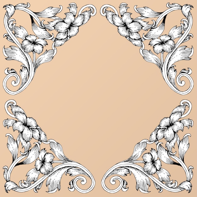 hand draw vintage baroque frame scroll