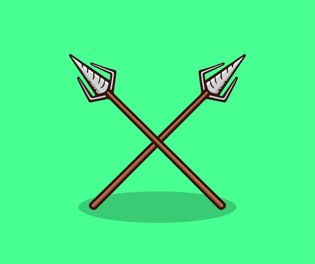 Hand drawing of 2 pairs of spears vector illustration