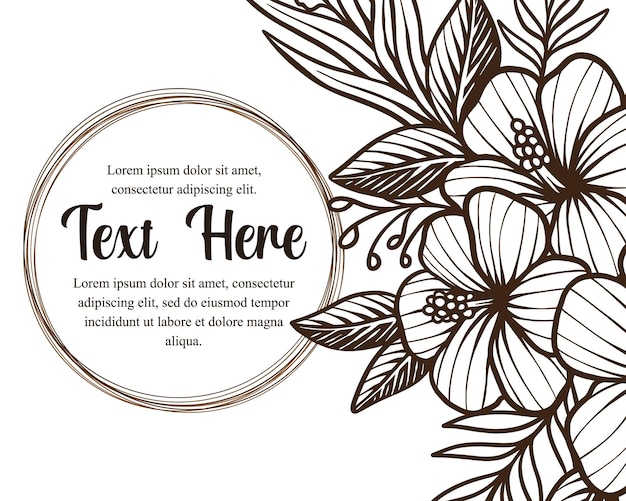 Hand drawing beautiful card template with composition of flowers floral frame illustration vector