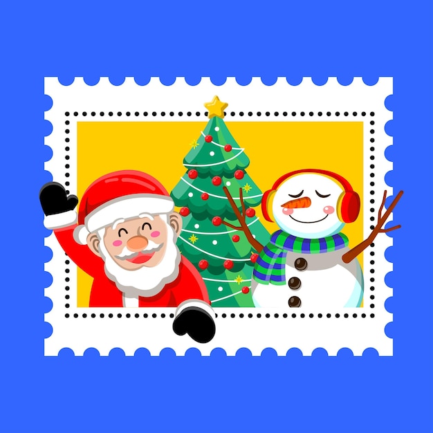 Hand drawing christmas stamp in flat design